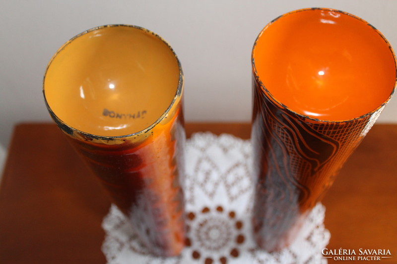Pair of Bonyhádi enamel vases