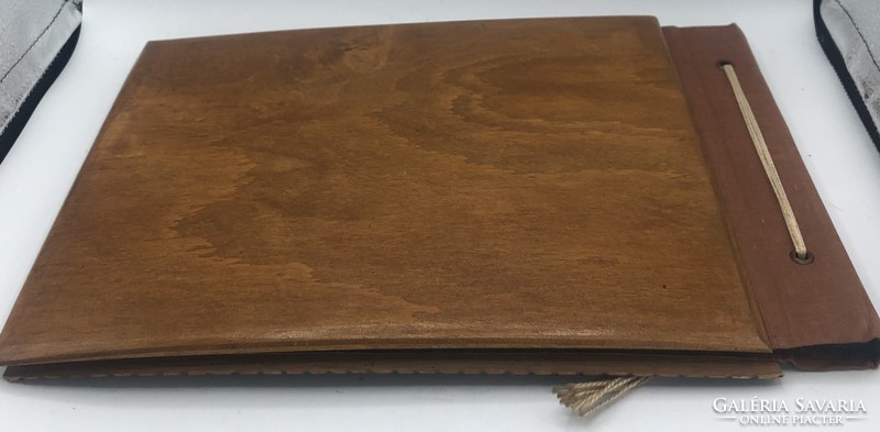 Antique wooden board photo album
