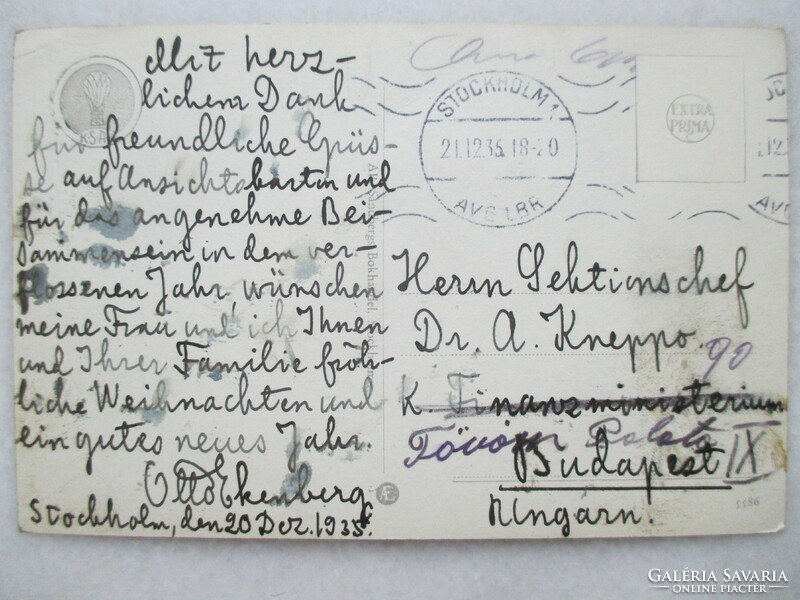 Stockholmi képes levelezőlap, 1935. (Látkép madártávlatból)