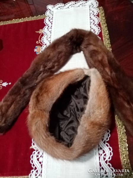 Fur: brown mink cap and mink collar / scarf -- also sold separately