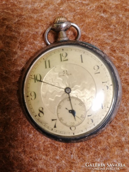 Omega pocket watch with silver case for sale