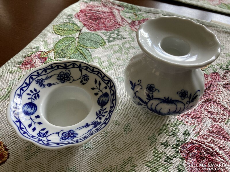 Hagymamintás porcelán gyertyatartó, többféle