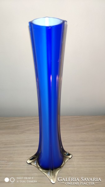 Cobalt blue double layer glass vase