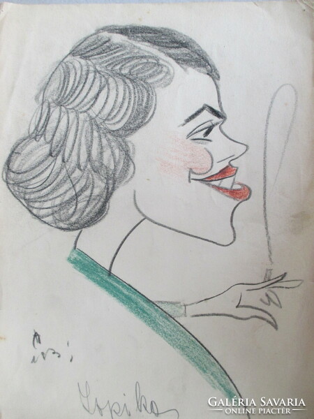 Art deco caricature from 1931: young woman with a cigarette. Unknown creator.