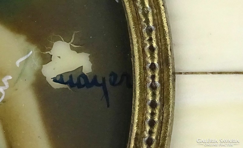 1L299 antique marked special female portrait bone miniature