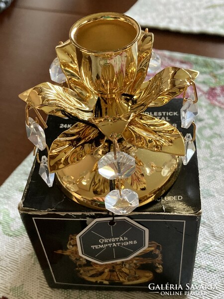 Special swarovski crystal gold-plated candle holder