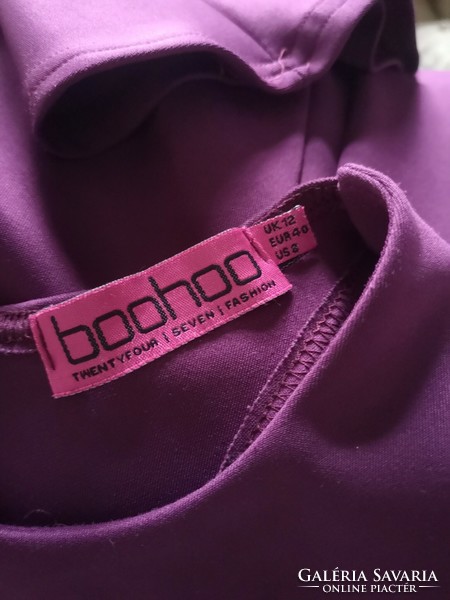 Boohoo 38-as badlizsán bordó tubusruha, alakkiemelő ruha elastannal