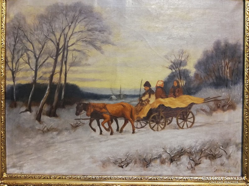 Home by wagon in winter