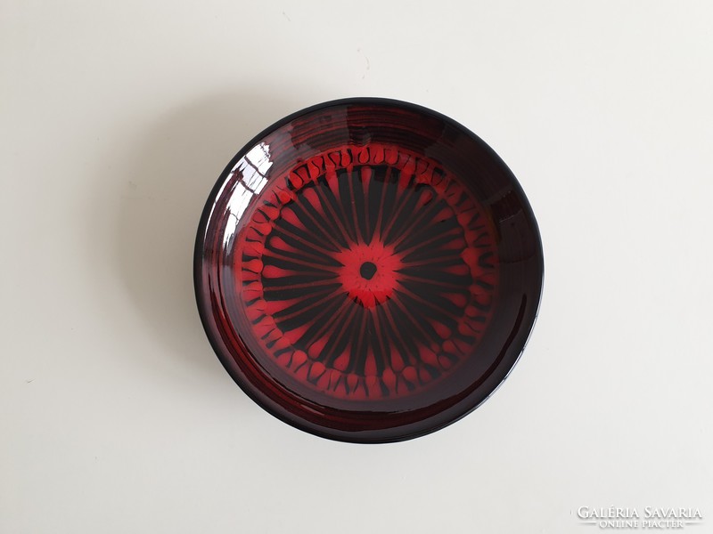 Retro old handicraft marked ceramic bowl offering