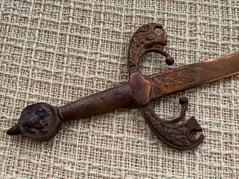 Solid copper v. Bronze decorative dagger, 39 cm.