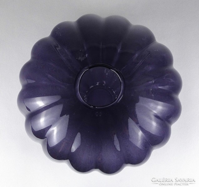 1L320 Művészi díszüveg gerezdes lila fújt váza 15.5 x 25 cm