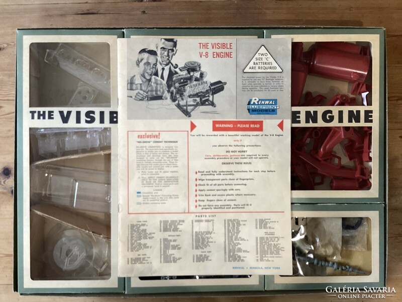 Model v8 auto model, new / “the invisible v8” operating auto engine assembly kit renwal 1960