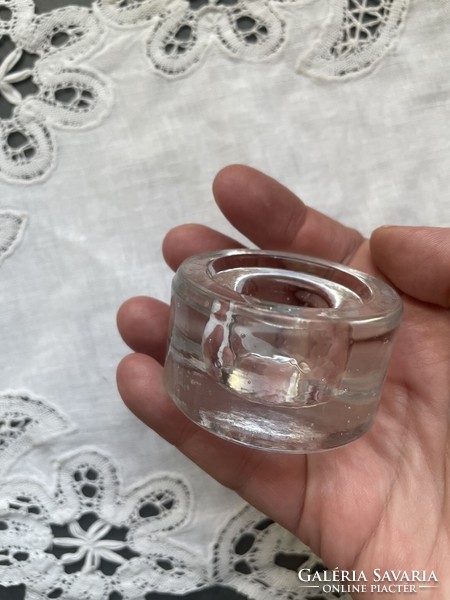 Small single strand candle holder ice glass