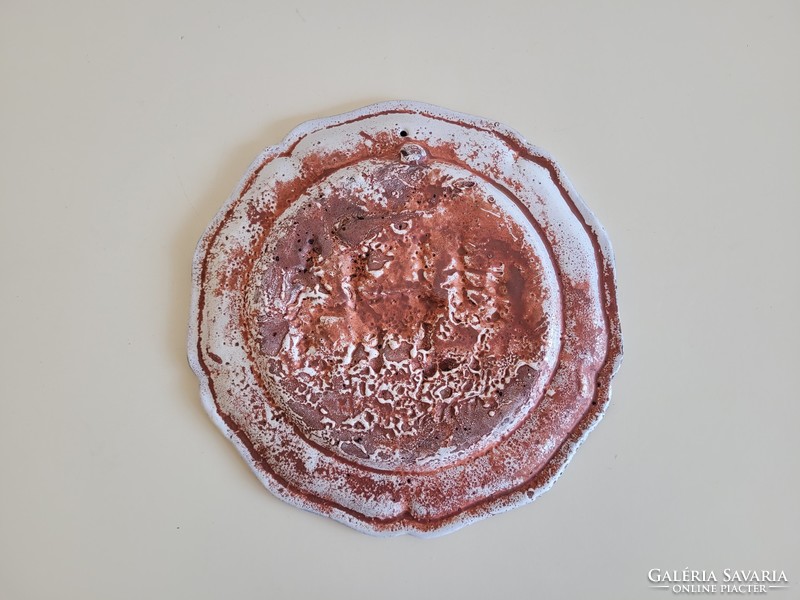 Régi vintage zománcozott zománc festett öntöttvas vas őz mintás falidísz fali dísz tál