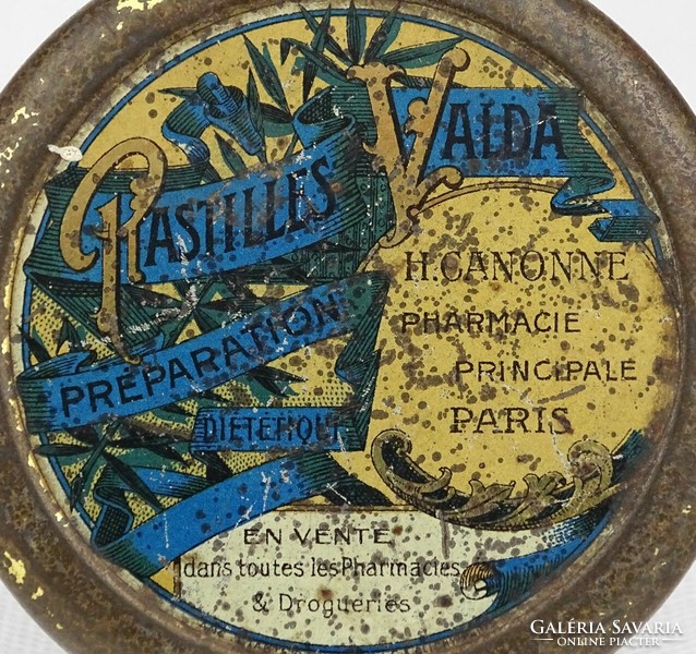 1L356 Antik Valda Pastilles gyógyszeres doboz fémdoboz pléhdoboz