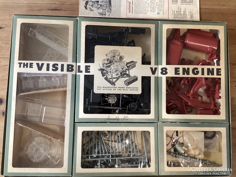 Model v8 auto model, new / “the invisible v8” operating auto engine assembly kit renwal 1960