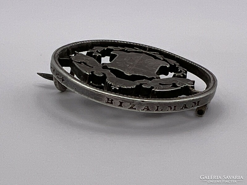 My trust in the ancient virtue antique Ferenc József silver krajcár coin brooch pin