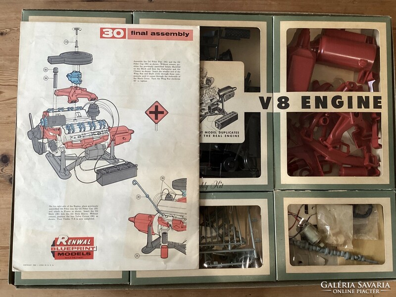 Model v8 auto model, new / “the invisible v8” operating auto engine assembly kit renwal 1960