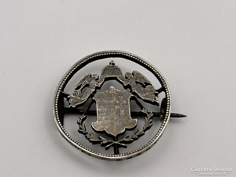 Bizalmam az ősi erényben antik Ferencz József ezüst krajcár érme bross kitűző