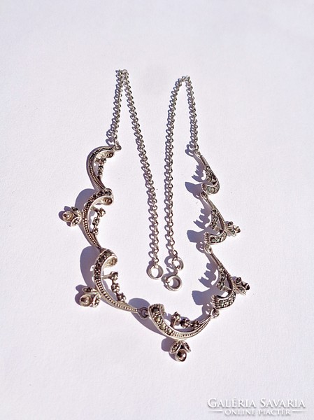 45.2 Cm Long silver necklaces with lots of marcasite stones