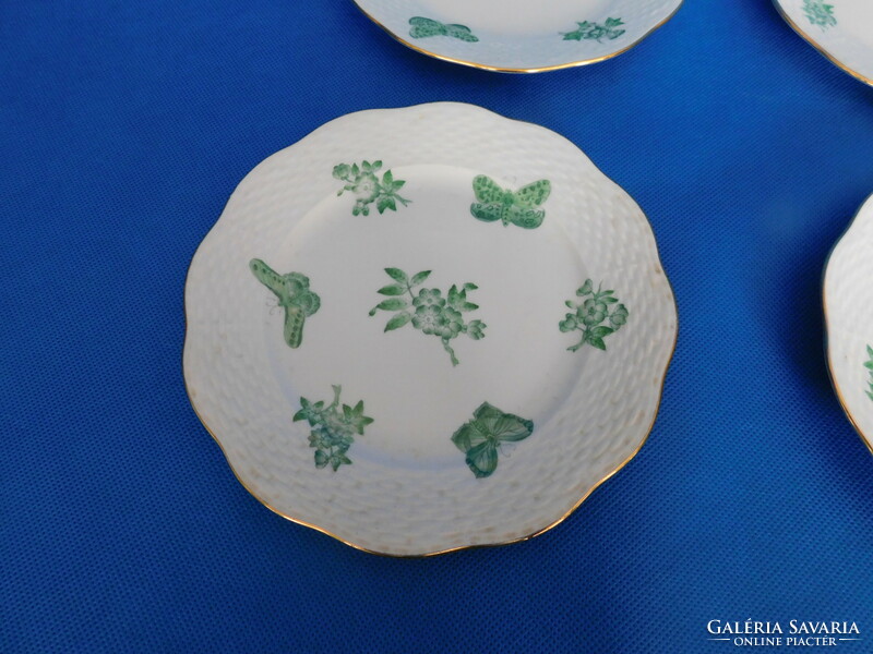 Set of 6 cookie plates with green Victoria pattern from Herend