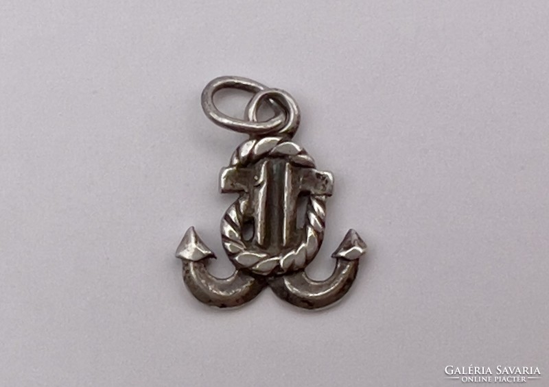 Anchor/sailor motif silver pendant
