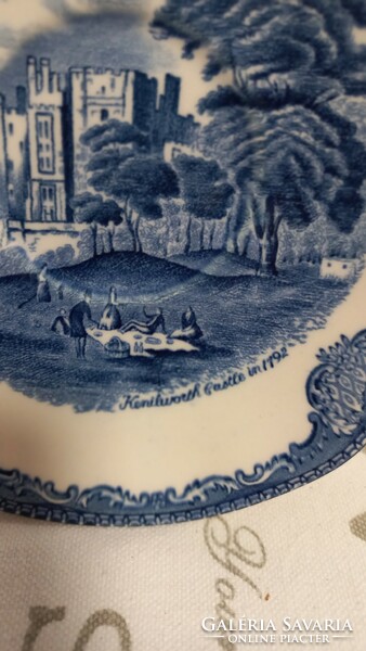 Régi angol kék teatányér, jelzett porcelán, hibátlan. Királyi kastélyt ábrázol, nagyon szép.