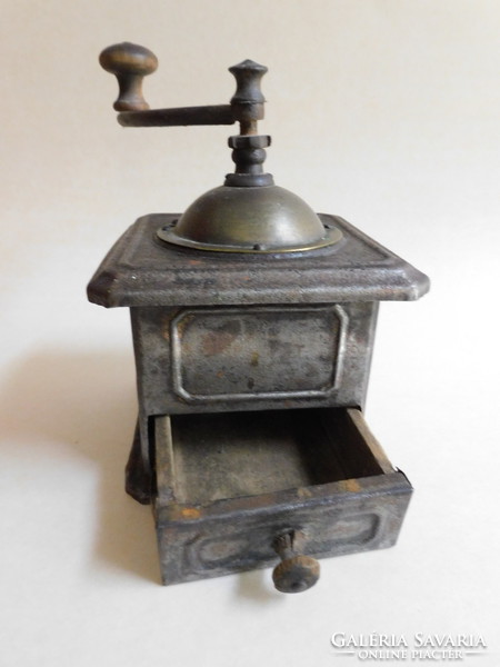 Antique metal coffee grinder