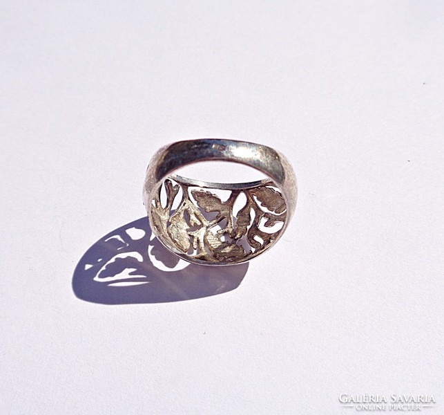 Openwork pattern silver ring