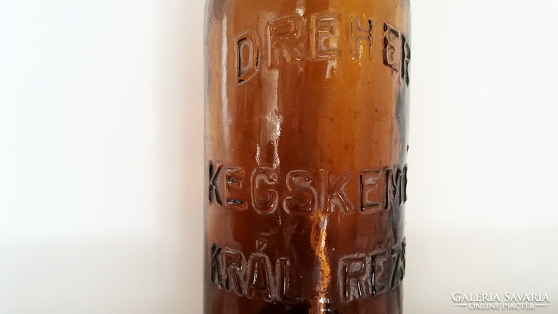 Régi sörös üveg Dreher Král Rezső Kecskemét feliratos sörösüveg