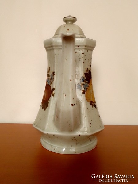 Barna pöttyös mázas Winterling Bavaria porcelán teáskanna kiöntő gyümölcs minta jelzett hibátlan 1 l
