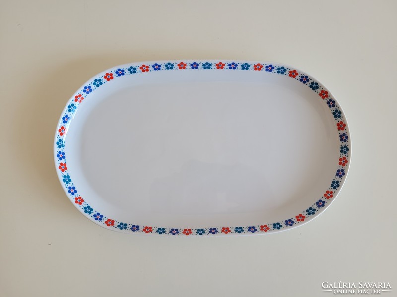 Retro large size 38 cm lowland porcelain bowl with blue red floral offering