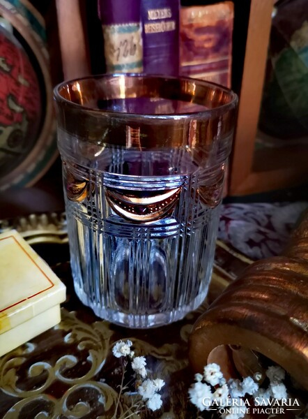 Antique art nouveau glass cup with garland decoration