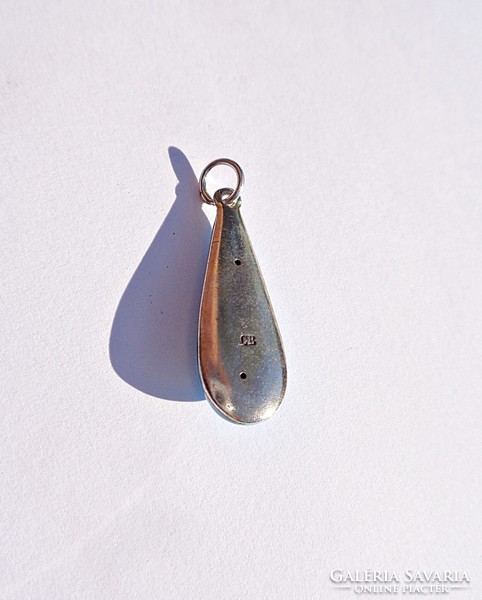 Old silver enamel pendant with fire enamel