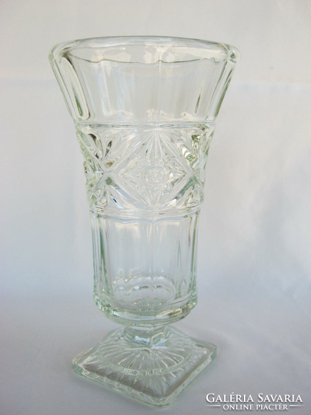 Retro ... Thick heavy glass pedestal vase 25 cm 1.6 kg