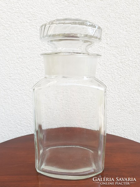 Régi üveg dugós palack 24 cm szatócsbolt cukorkás üveg