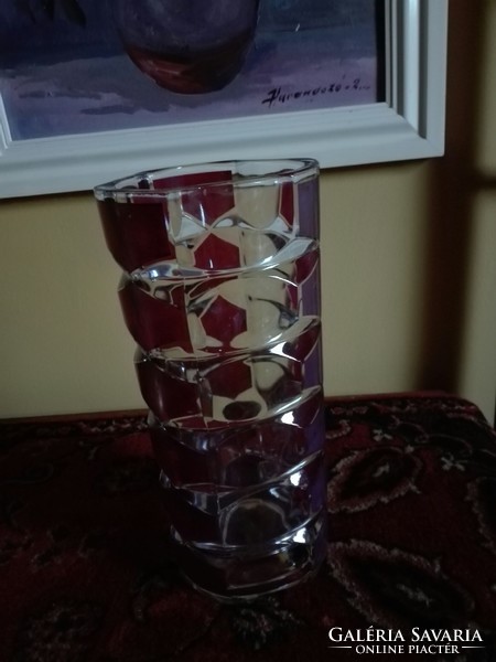 25x12 cm francia kristaly uveg vaza, nehez!  XX
