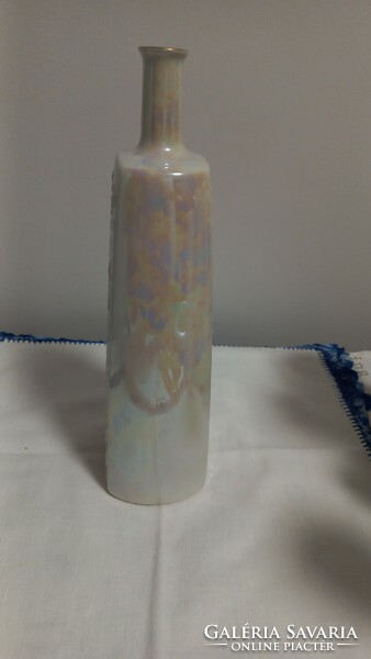 Hollóháza porcelán irizáló mázas butélia/italos üveg, jelzett,sorszámozott,sérülésmentes