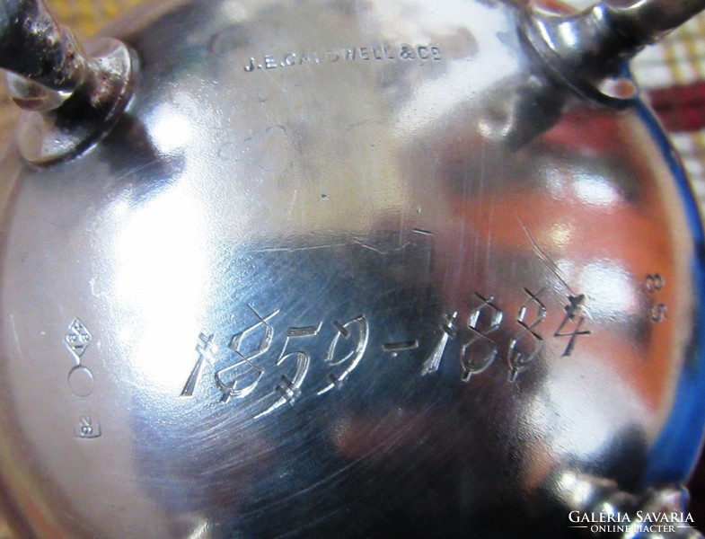 Antique silver 1884 j.E.Caldwell philadelphia spout + sugar holder, marked, 224.5 gr, slightly defective.