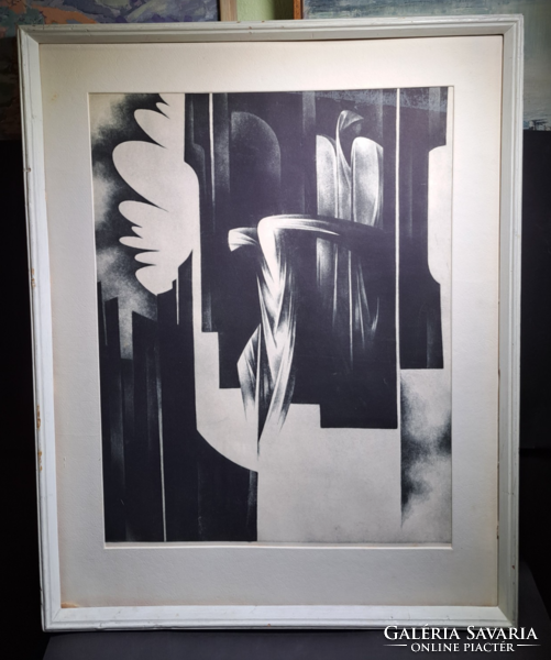 Abstract vision - black and white - 82x65 cm - Romanian graphic designer? Tirgu-mures - marosvásárhely o.P.C.N.