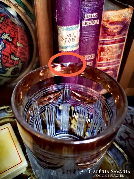 Antique art nouveau glass cup with garland decoration