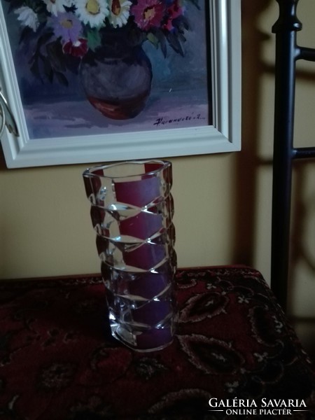 25X12 cm French crystal glass vase, heavy! XX