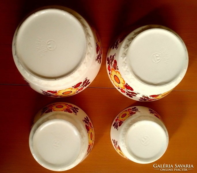 4 Piece Vintage Retro German Folk Flower Pattern Earthenware Ceramic Kitchen Bowl Serving Dish Set GDR