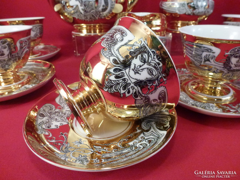 Saxon endre gold-painted tea set for 6 unused, wonderful.