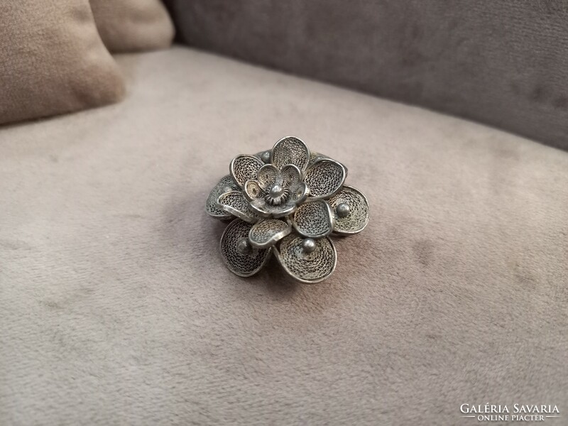 Antique silver filigree brooch