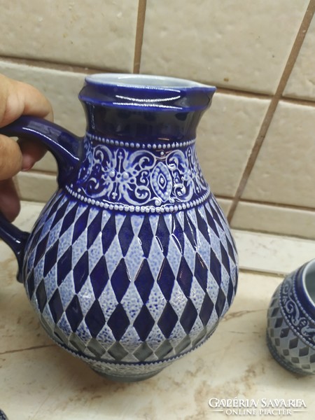 Ceramic drinking set for sale! Beautiful ceramic with a blue pattern