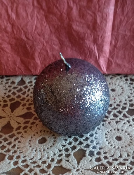 Sphere candle handmade product glitter 8 cm silver, recommend!