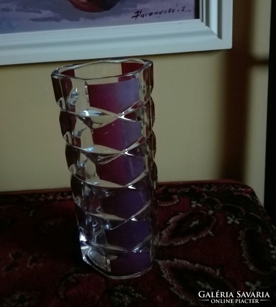 25x12 cm francia kristaly uveg vaza, nehez!
