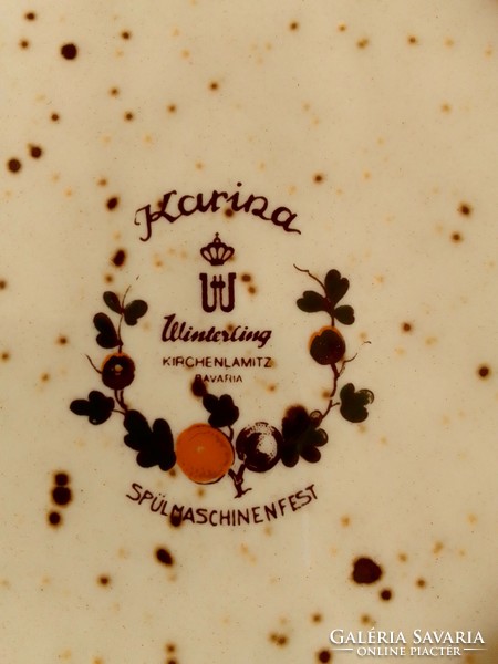 Barna pöttyös Winterling Bavaria Karina porcelán készlet cukortartó tejes kiöntő  kanna szószos tál