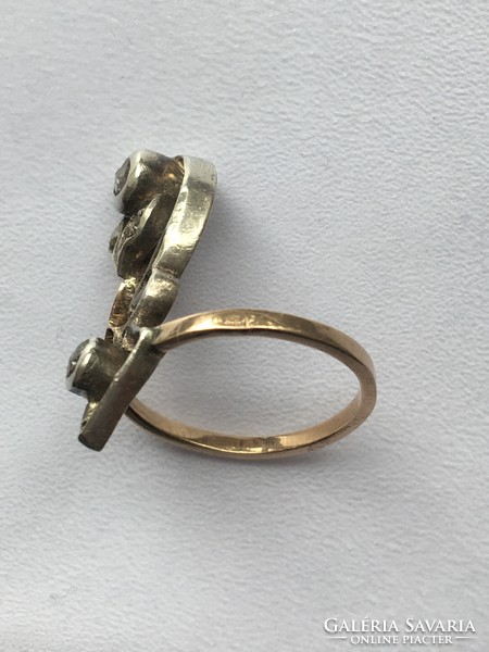 Antik Nagy Szecessziós Arany Gyűrű Gyémántok XIX . sz.